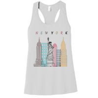 NYC New York City Manhattan skylines statue of liberty Women's Racerback Tank