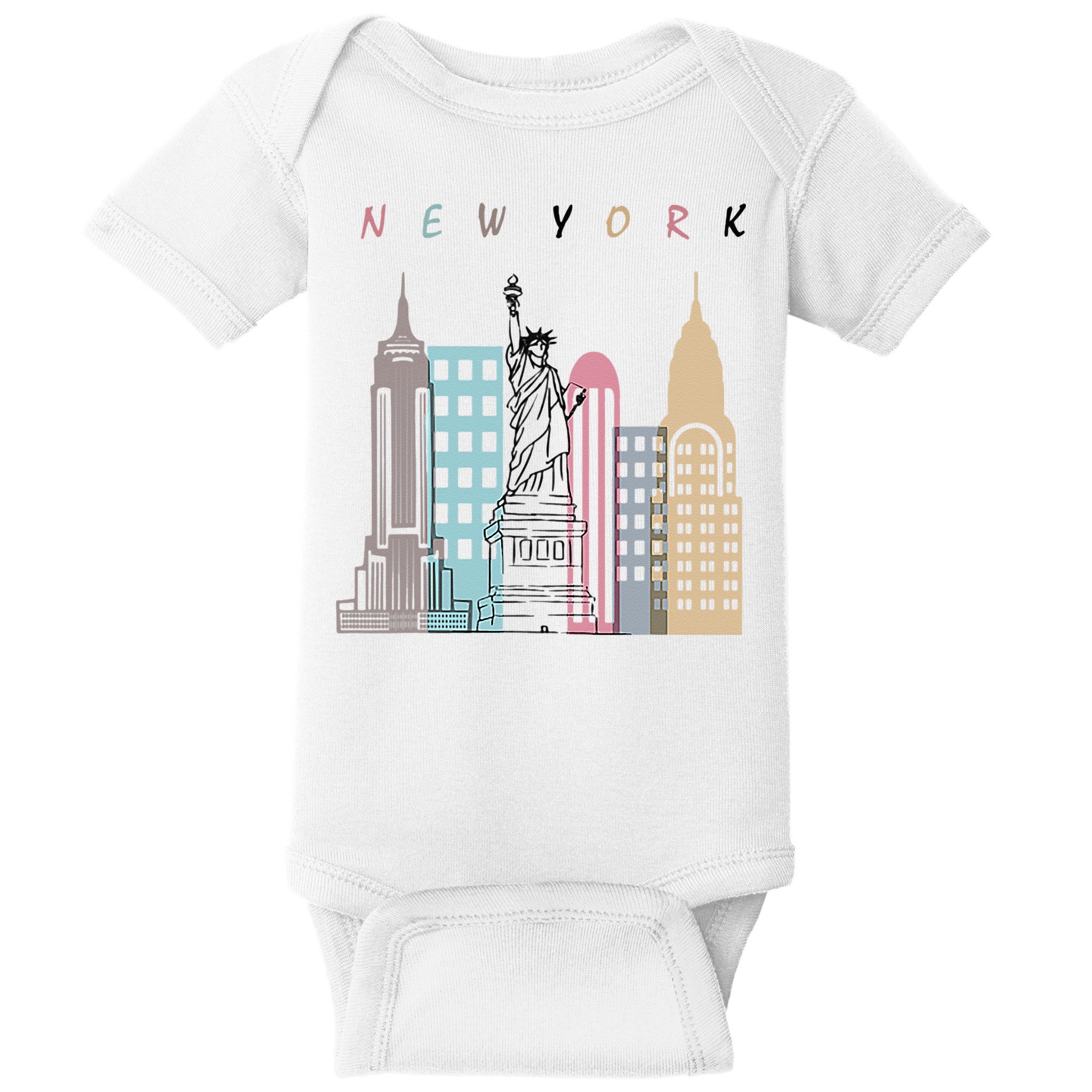 NYC New York City Manhattan skylines statue of liberty Baby Bodysuit