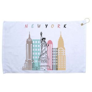 NYC New York City Manhattan skylines statue of liberty Grommeted Golf Towel