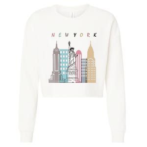 NYC New York City Manhattan skylines statue of liberty Cropped Pullover Crew