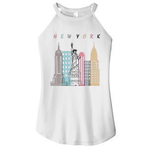 NYC New York City Manhattan skylines statue of liberty Women's Perfect Tri Rocker Tank