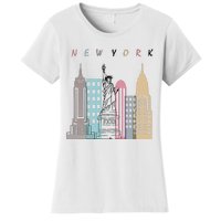 NYC New York City Manhattan skylines statue of liberty Women's T-Shirt