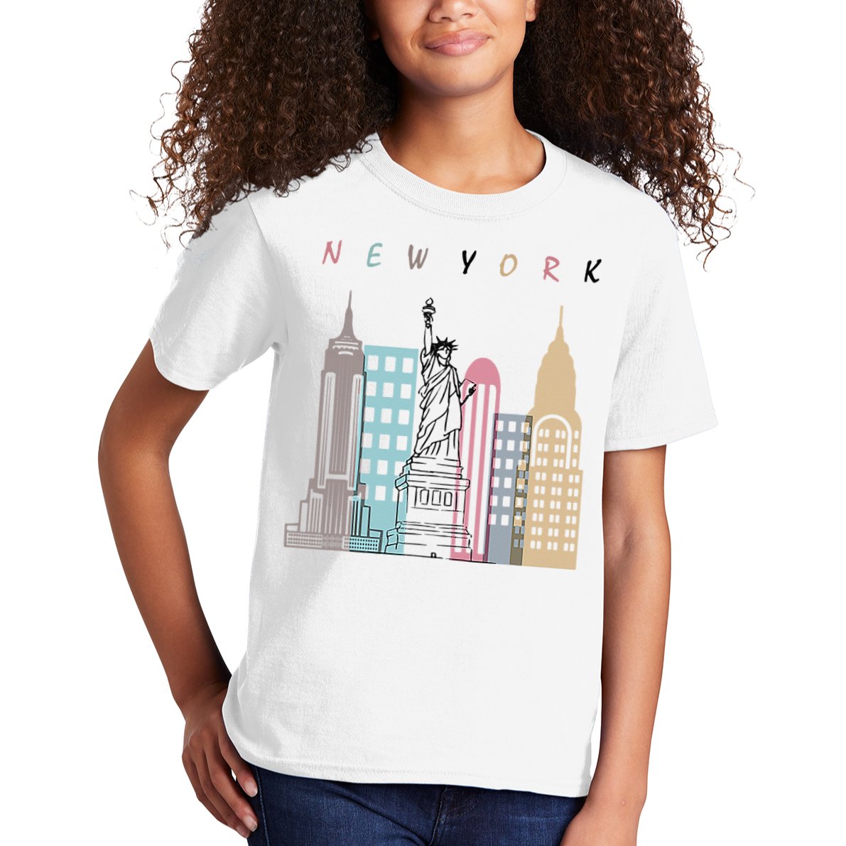 NYC New York City Manhattan skylines statue of liberty Kids T-Shirt