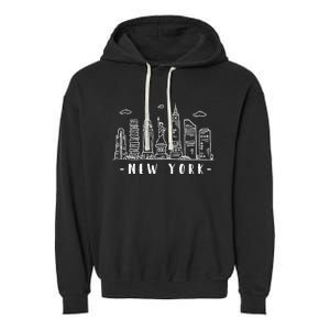 NYC New York City Manhattan Skylines Statue Of Liberty Cloud Garment-Dyed Fleece Hoodie