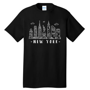 NYC New York City Manhattan Skylines Statue Of Liberty Cloud Tall T-Shirt