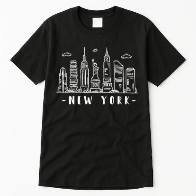 NYC New York City Manhattan Skylines Statue Of Liberty Cloud Tall T-Shirt