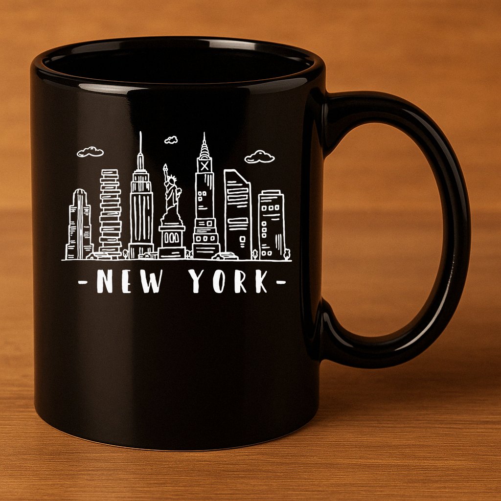 NYC New York City Manhattan Skylines Statue Of Liberty Cloud 11oz C Handle Ceramic Mug
