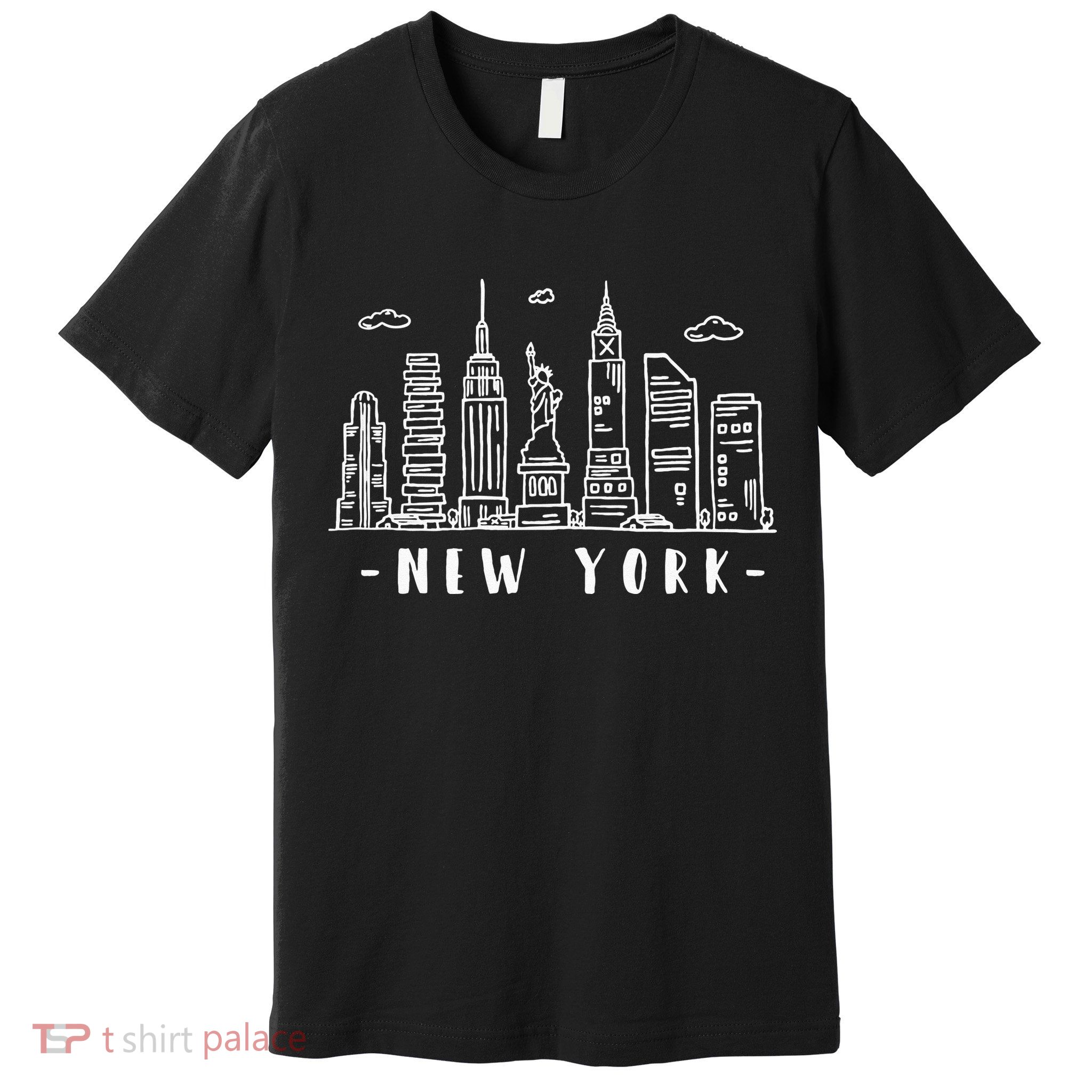 NYC New York City Manhattan Skylines Statue Of Liberty Cloud Premium T-Shirt