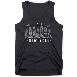 NYC New York City Manhattan Skylines Statue Of Liberty Cloud Tank Top