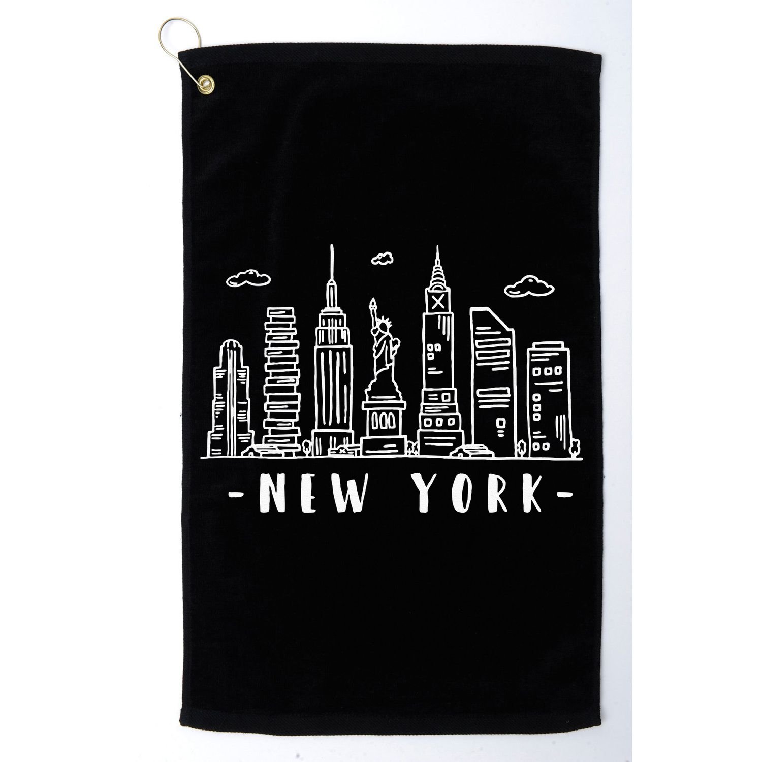 NYC New York City Manhattan Skylines Statue Of Liberty Cloud Golf Towel