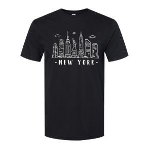 NYC New York City Manhattan Skylines Statue Of Liberty Cloud Softstyle CVC T-Shirt