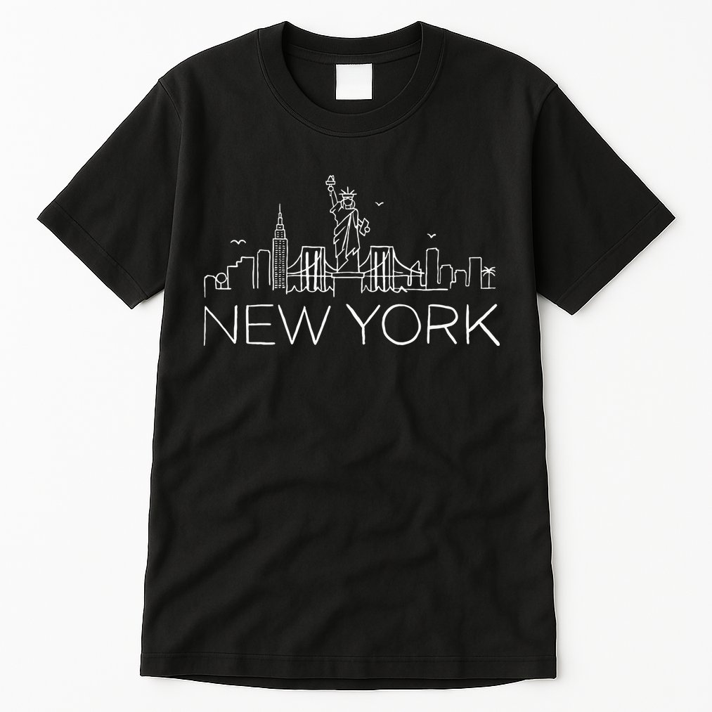 NYC New York City Skylines Statue Of Liberty Birds Tall T-Shirt