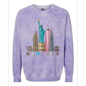 Nyc New York City Skylines Statue Of Liberty Colorblast Crewneck Sweatshirt