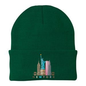 Nyc New York City Skylines Statue Of Liberty Knit Cap Winter Beanie