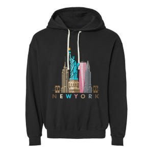 Nyc New York City Skylines Statue Of Liberty Garment-Dyed Fleece Hoodie