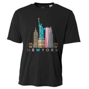 Nyc New York City Skylines Statue Of Liberty Cooling Performance Crew T-Shirt