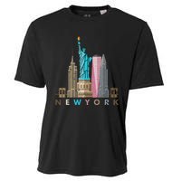 Nyc New York City Skylines Statue Of Liberty Cooling Performance Crew T-Shirt