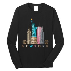 Nyc New York City Skylines Statue Of Liberty Long Sleeve Shirt