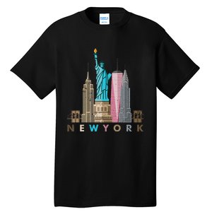 Nyc New York City Skylines Statue Of Liberty Tall T-Shirt