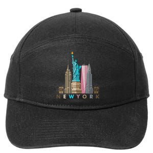 Nyc New York City Skylines Statue Of Liberty 7-Panel Snapback Hat