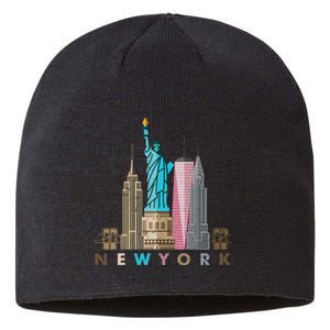 Nyc New York City Skylines Statue Of Liberty Sustainable Beanie