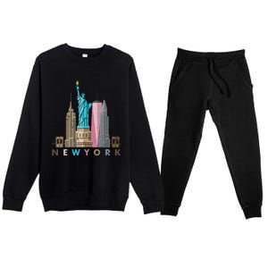 Nyc New York City Skylines Statue Of Liberty Premium Crewneck Sweatsuit Set