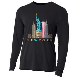 Nyc New York City Skylines Statue Of Liberty Cooling Performance Long Sleeve Crew