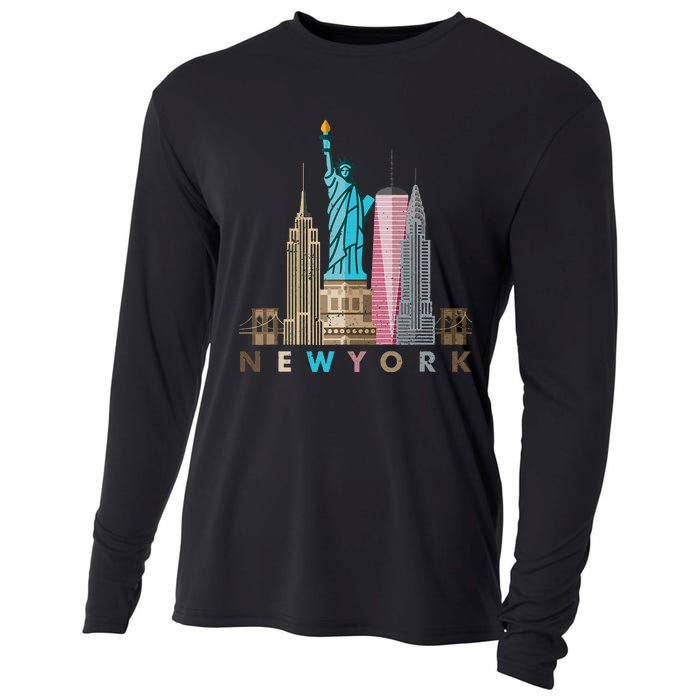 Nyc New York City Skylines Statue Of Liberty Cooling Performance Long Sleeve Crew