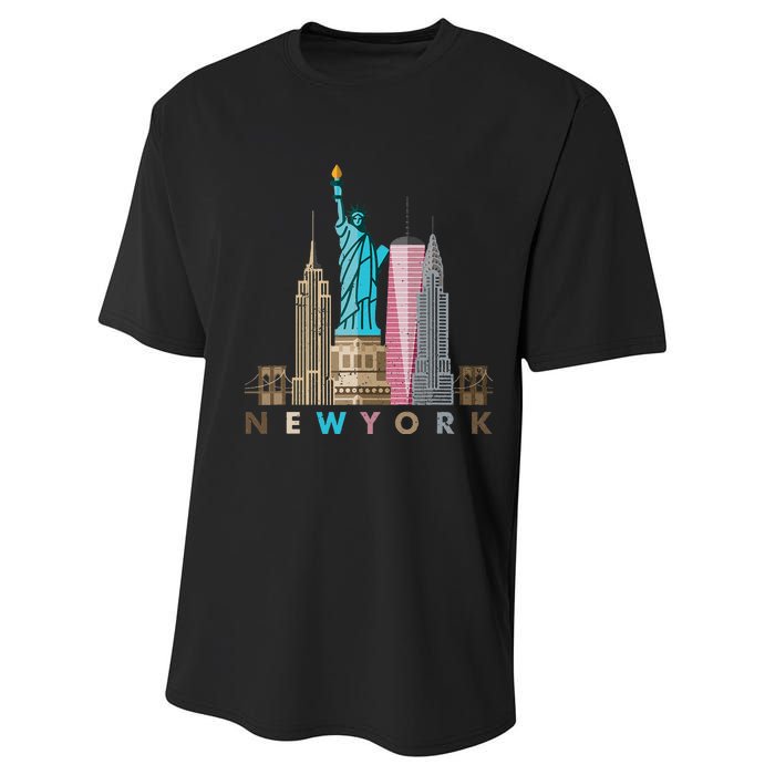 Nyc New York City Skylines Statue Of Liberty Performance Sprint T-Shirt