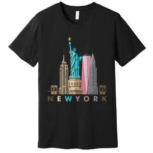 Nyc New York City Skylines Statue Of Liberty Premium T-Shirt