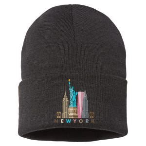 Nyc New York City Skylines Statue Of Liberty Sustainable Knit Beanie