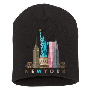 Nyc New York City Skylines Statue Of Liberty Short Acrylic Beanie