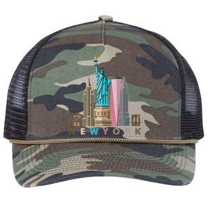 Nyc New York City Skylines Statue Of Liberty Retro Rope Trucker Hat Cap