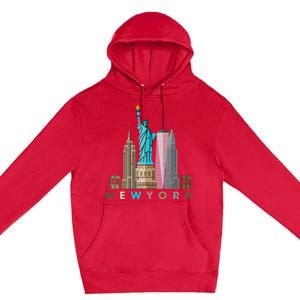 Nyc New York City Skylines Statue Of Liberty Premium Pullover Hoodie