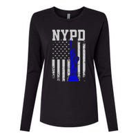 NYPD New York Police Department Statue Of Liberty Distressed Womens Cotton Relaxed Long Sleeve T-Shirt