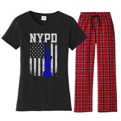 NYPD New York Police Department Statue Of Liberty Distressed Women's Flannel Pajama Set