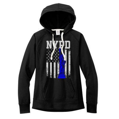 NYPD New York Police Department Statue Of Liberty Distressed Women's Fleece Hoodie