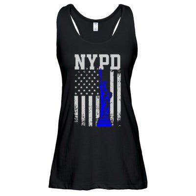 NYPD New York Police Department Statue Of Liberty Distressed Ladies Essential Flowy Tank