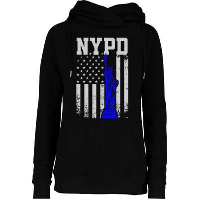 NYPD New York Police Department Statue Of Liberty Distressed Womens Funnel Neck Pullover Hood