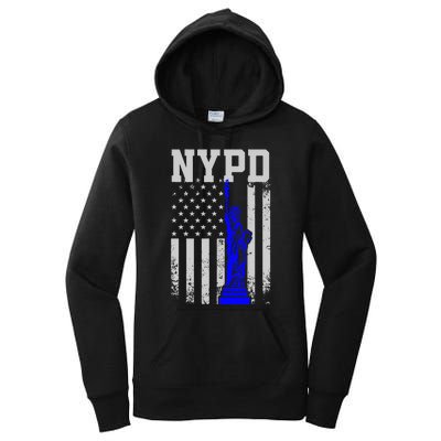 NYPD New York Police Department Statue Of Liberty Distressed Women's Pullover Hoodie