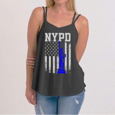 NYPD New York Police Department Statue Of Liberty Distressed Women's Strappy Tank