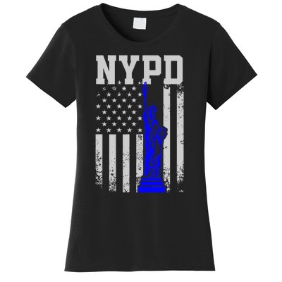 NYPD New York Police Department Statue Of Liberty Distressed Women's T-Shirt