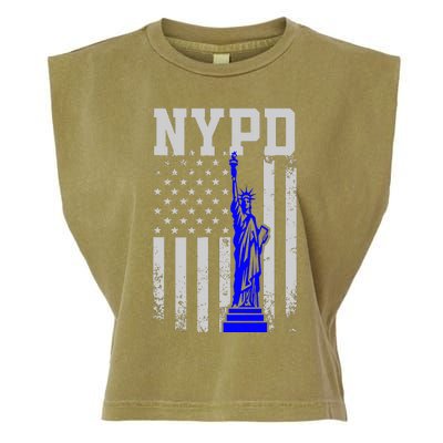 NYPD New York Police Department Statue Of Liberty Distressed Garment-Dyed Women's Muscle Tee