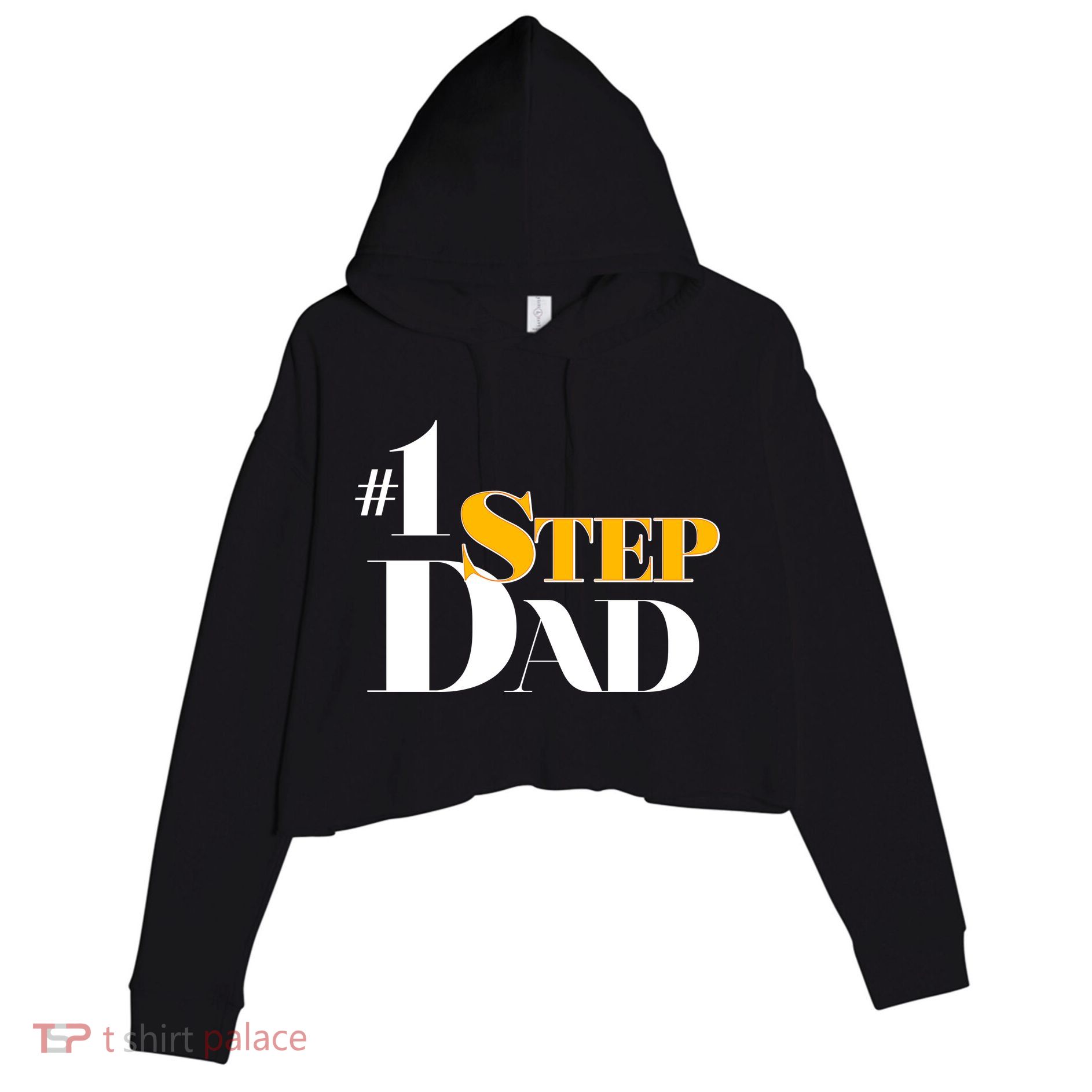 No 1 Step Dad Father's Day Crop Fleece Hoodie