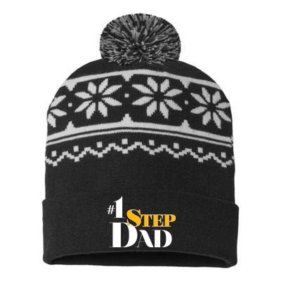 No 1 Step Dad Father's Day USA-Made Snowflake Beanie