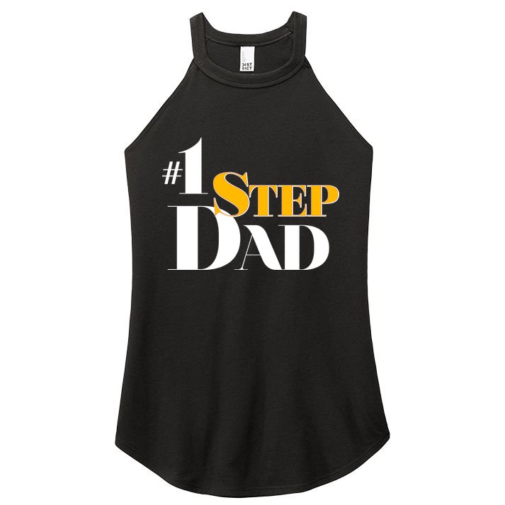 No 1 Step Dad Father's Day Women's Perfect Tri Rocker Tank