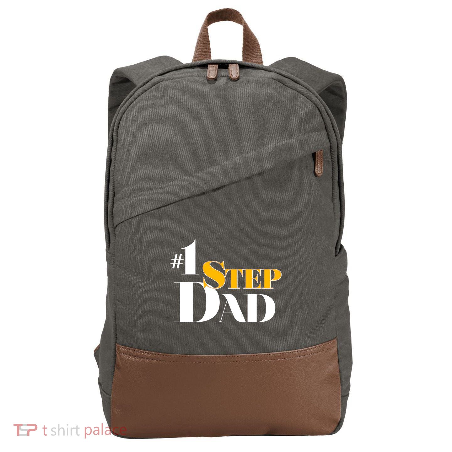 No 1 Step Dad Father's Day Cotton Canvas Backpack