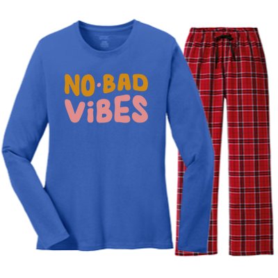 No Bad Vibes Women's Long Sleeve Flannel Pajama Set 