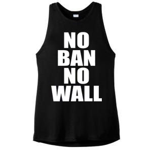 No Ban No Wall Anti Trump Resist Ladies PosiCharge Tri-Blend Wicking Tank