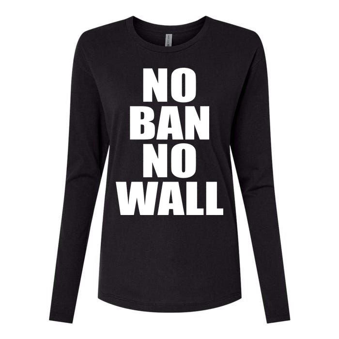 No Ban No Wall Anti Trump Resist Womens Cotton Relaxed Long Sleeve T-Shirt